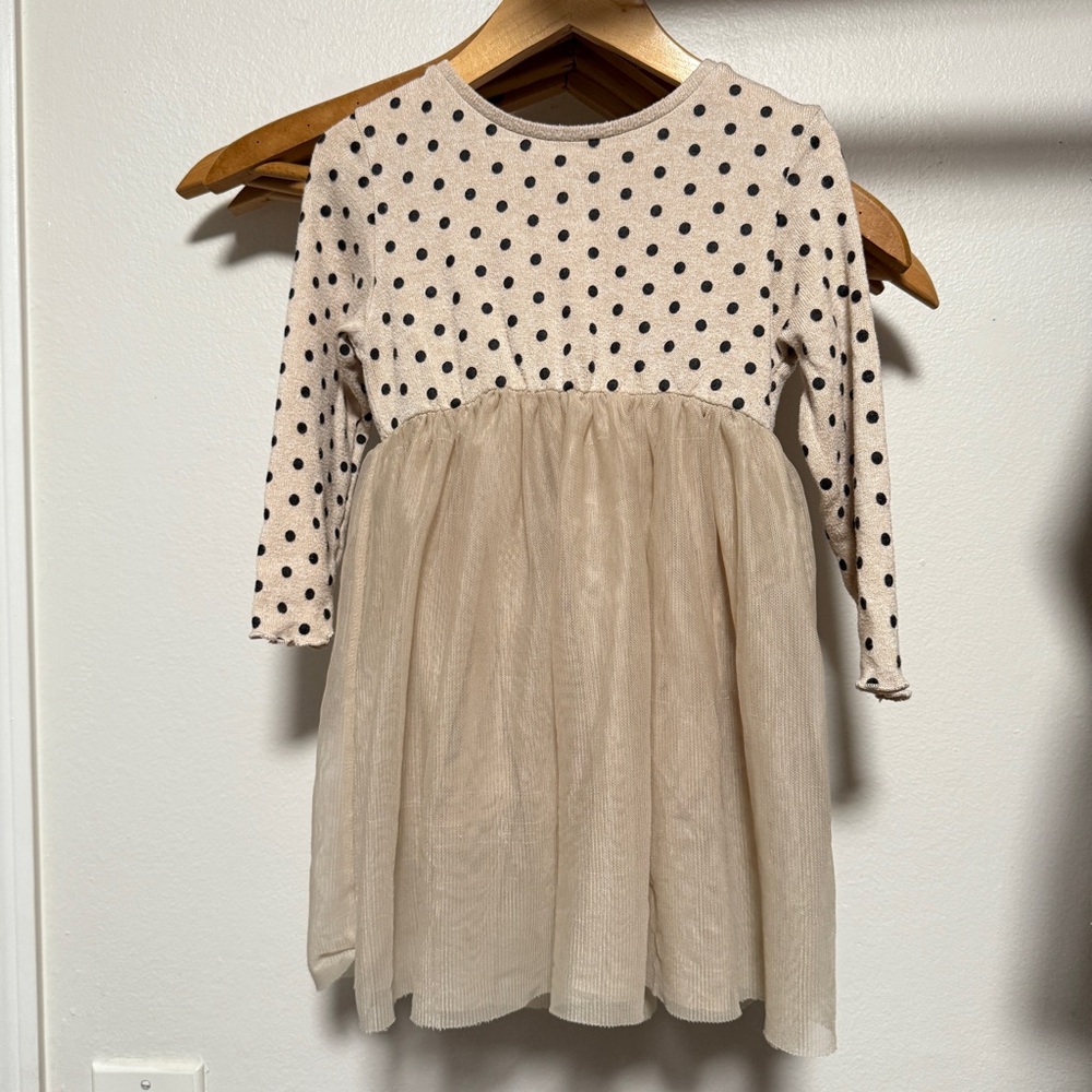 Zara Kids Polka Dot Knitted With Tulle Dress